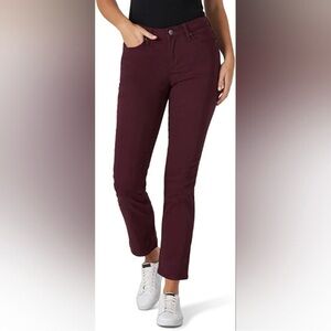 Lee Women's Burgundy Straight Leg Mid Rise Jeans - Size: 14